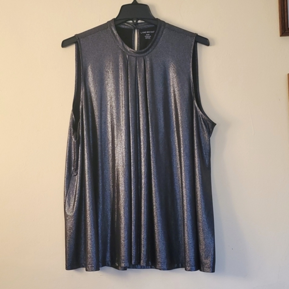 Lane Bryant Flowy Shimmery Gunmetal Shell Size 26/28 NWT